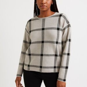 Plaid Women's Sweater - Black and Gray size small